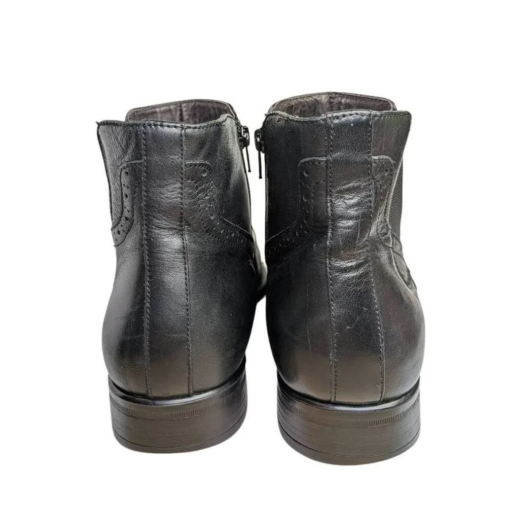 Johnston & Murphy Black leather Chelsea wingtip ankle boots mens 9